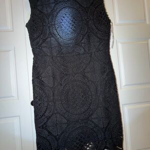 Stella Luce Black Crochet Mini Dress